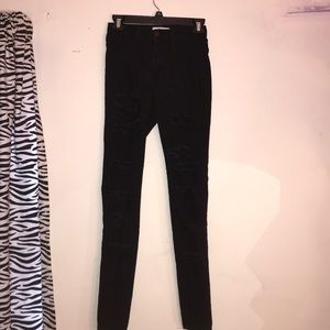 BLACK HIGH WAISTED RIPPED JEANS